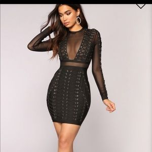 Down With The Clique Bandage Dress - Fashion Nova